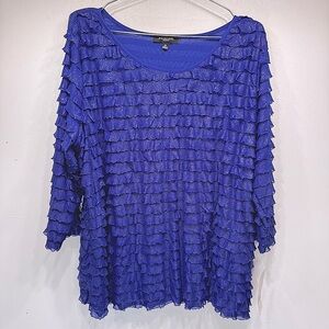 Notations Vintage Y2K 90s Layered Ruffle Sparkle Shimmer Top Electric Blue 2X